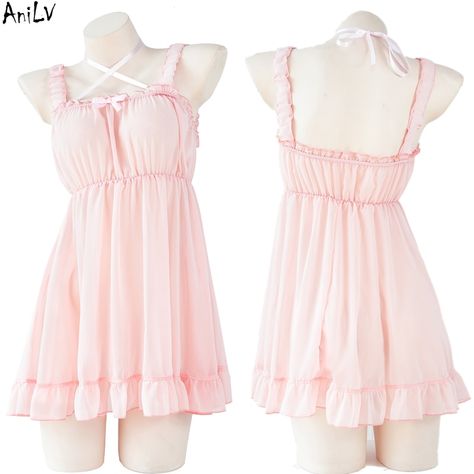 Pajama Outfit, Mode Kawaii, Cute Sleepwear, Night Dress For Women, Kawaii Fashion Outfits, Maid Dress, Women Pink, Pink Outfits, Kawaii Clothes