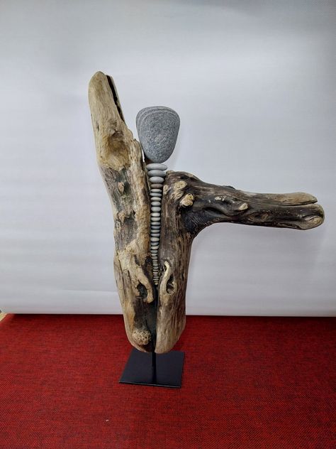 Driftwood Art Sculpture On Steel Base.Driftwood And Pebble Artistic Object.Coastal Sculpture "Sailor" by ZundeWorkshop on Etsy Coastal Sculpture, Driftwood Art Ideas, Driftwood Art Sculpture, Driftwood Ideas, 2024 Ideas, Wood Project, Driftwood Art, Baltic Sea, Yard Ideas