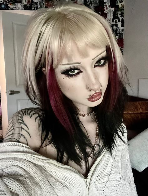 Gaya Rambut Emo, Goth Hair, Vlasové Trendy, Dyed Hair Inspiration, Pretty Hair Color, Emo Hair, Hair Stylies, Hair Haircuts, Alternative Hair