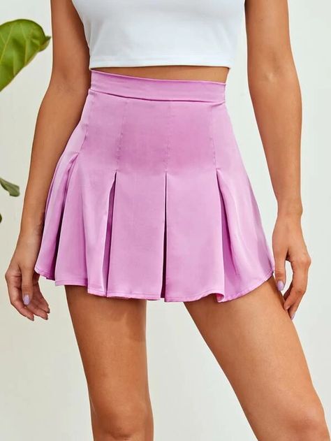 Skort fruncido con cremallera trasera | Mode de Mujer | SHEIN España Pleated Mini Skirt, Mens Pants, Harajuku, Mini Skirts, Cute Outfits, Skirt