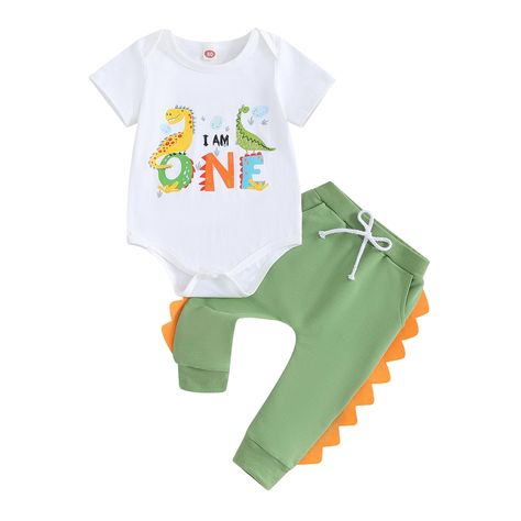 PRICES MAY VARY. 🦖【MATERIAL】: This 1st birthday boy outfit made of high quality cotton, soft, breathable and skin-friendly. Super nice gift for your little one. 🦖【DESIGN】: Fashion first birthday boy outfit. Cute cartoon dinosaur and funny I am one printed, short sleeve crew neck romper shirt. Long Pants with dinosaur spines. Wearing baby boy first birthday outfit, making your baby more happiness and eye-catching. 🦖【OCCASION】: One years old birthday outfit boy Suitable for daily wear, outdoor First Birthday Boy Outfit, Baby Boy Birthday Outfit, 1st Birthday Outfit Boy, Birthday Boy Outfit, Baby First Birthday Themes, Boys Birthday Outfits, First Birthday Boy, Toddler Baby Boy, Dinosaur Outfit