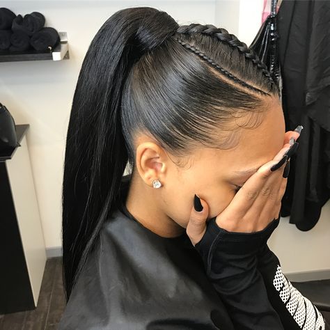 Black Hair Ponytail, Tail Hairstyle, Weave Ponytail Hairstyles, Black Ponytail Hairstyles, Braided Ponytail Hairstyles, Hair Done, Hair Ponytail Styles, Sleek Ponytail, Ponytail Styles