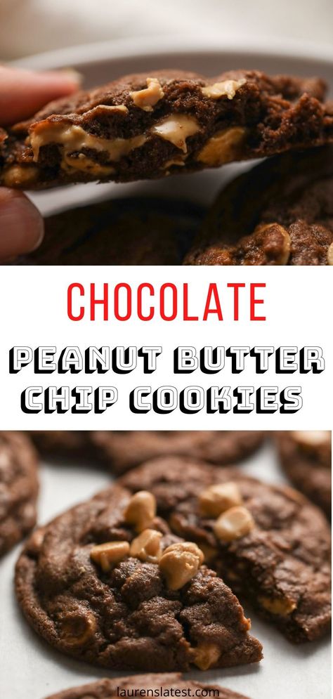 Chocolate Peanut Butter Chip Cookies Recipes, Pb And Chocolate Chip Cookies, Peanut Butter Chip Cookies Recipe, Peanut Butter Chip Chocolate Cookies, Pb Chip Cookies, Crispy Peanut Butter Chocolate Chip Cookies, Chocolate Cookies With Peanut Butter Chips, Choc Peanut Butter Cookies, Chocolate Cookies With Peanut Chips