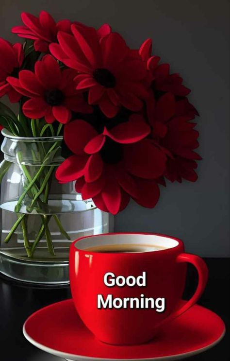 Red Coffee Cup, Good Morning Massage, Good Morning Tea, Good Morning Msg, Good Morning Flowers Rose, Good Morning Coffee Gif, Good Morning Coffee Images, Morning Coffee Images, Good Morning Flowers Quotes