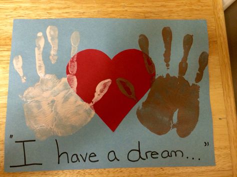 Martin Luther King Jr. handprint craft Martin Luther King Art, Martin Luther King Jr Crafts, Mlk Crafts, Martin Luther King Activities, Martin Luther King Jr Activities, Mlk Jr Day, Black History Month Crafts, King Craft, Black History Month Art