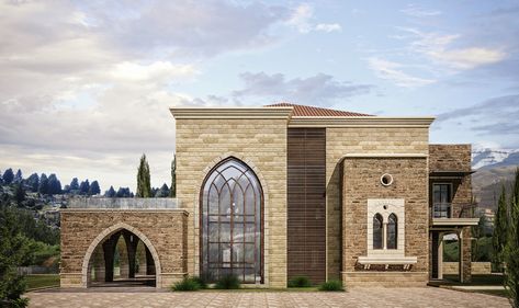 Lebanese Traditional House, Villa Sketch, Islamic Architecture House, Lebanese House, Lebanese Architecture, Architecture Villa, Classic House Exterior, Modern Villa Design, Architecture Modern