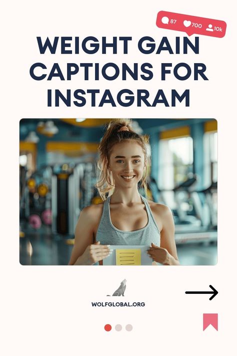 Promotional graphic with a happy woman at the gym, titled "Weight Gain Captions for Instagram".
An infographic with motivational fitness phrases and a call-to-action button reading "GET 100+ MORE" from wolf global.org.
A person with a laptop surrounded by social media symbols, advertising an Instagram engagement service. Inspiring Captions, Weight Gain Journey, Bulking Season, Healthy Weight Gain, Bulk Up, One Pound, Captions For Instagram, Muscle Tissue, Rooftops