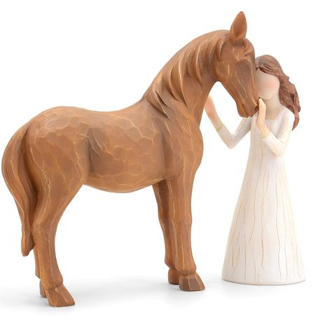 PRICES MAY VARY. Perfect Christmas Gift Ideas: Our sculpted hand-painted resin horse and angel girl figure comes in exquisite packaging, perfect horse gifts for girls who are horse lovers. Our elegant resin girl embraces horse figurine makes for a thoughtful and symbolic horse lover gifts for women, a horse-loving friend, an equestrian, cowgirl gifts, your mother, aunt, niece, or a friend who has recently lost a horse, this figurine is a perfect gifts for birthday or Christmas. Horse Decorations Horse Gifts For Women, Horse Keepsake Ideas, Birthday Gifts For A Friend, Cowgirl House, Equestrian Room, Equestrian Gift Ideas, Horse Decorations, Thoughtful Birthday Gifts, Horse Party Decorations