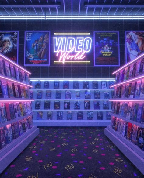 Saturday nights just ain’t what they used to be...🍿🎞 New Retro Wave, Video Store, Fotografi Vintage, 80s Vibes, Cyberpunk Aesthetic, 80s Aesthetic, Vaporwave Aesthetic, Neon Aesthetic, Shall We Date