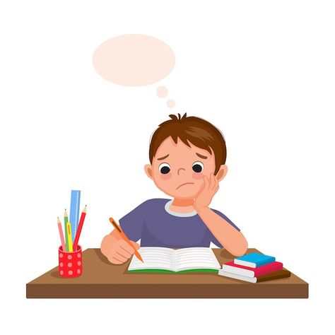 Lazy Kids, English Conversation For Kids, Desk At Home, Character Turnaround, Bored Kids, Kids Vector, Instagram Frame Template, The Desk, Do Homework