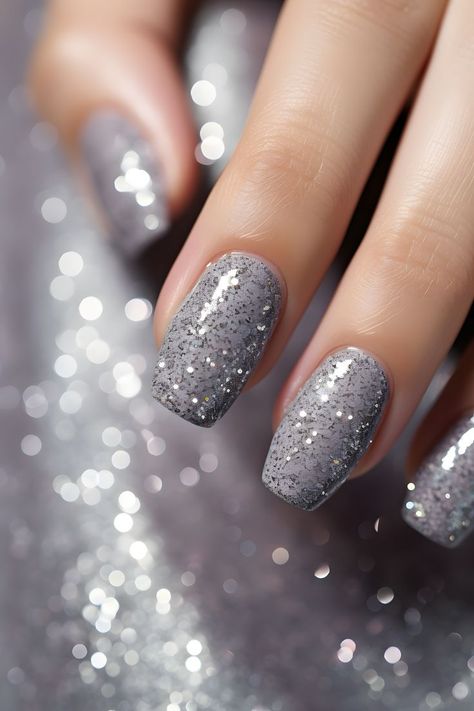 gray glitter nails, nails, nail art, nail design, nail inspiration, beauty, gray nails, glittery nails, stylish nails,nail aesthetics, nail colors, nail shades, nail shades, nail styles, nail goals, nail glamour, nail obsession, nail magic, nail vibes, nail vibes, nail glam, christmas nails, fall holiday nails, winter nails, winter nail designs, pretty nails ideas, christmas nails, holiday nails, christmas nail designs, new years eve nails glitter, winter christmas nails, new years 2024 Gray Glitter Nails, Glam Christmas Nails, New Years Eve Nails Glitter, Nail Designs New Years, Pretty Nails Ideas, Nails Ideas Christmas, Nail Aesthetics, Nail Vibes, Nail Glam