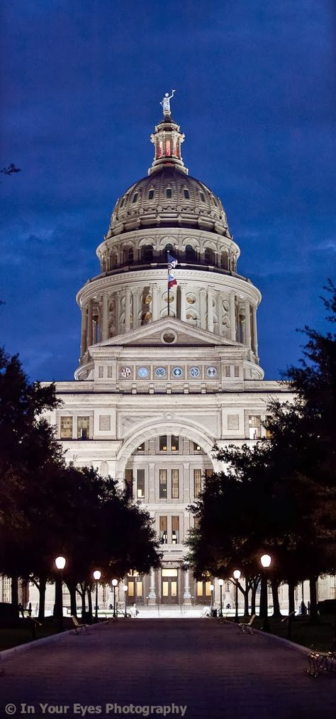 The Texas State Capitol, located in Downtown Austin, is the fourth building to house the state government of Texas. The capitol building contains the chambers of the Texas Legislature and the office of the governor. Originally designed in 1881 by architect Elijah E. Myers, it was constructed from 1882 to 1888 under the direction of civil engineer Reuben Lindsay Walker. A $75 million underground extension was completed in 1993. Texas Capitol, Texas State Capitol, Dreamy Destinations, Top Pictures, Loving Texas, Fantasy Island, Texas History, United State, Capitol Building