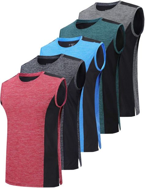 Pack of 5 Men's Stretch Cool Dry Muscle Tank Tops Athletic Crewneck Sleeveless Workout Shirts Athletic Cute Outfits, Cute Sweats Outfit, Cute Workout Leggings, Cute Sweats, Undershirt Tank Top, Sweats Outfit, Cute Workout Outfits, Gym Workout Outfits, Mens Workout Shirts