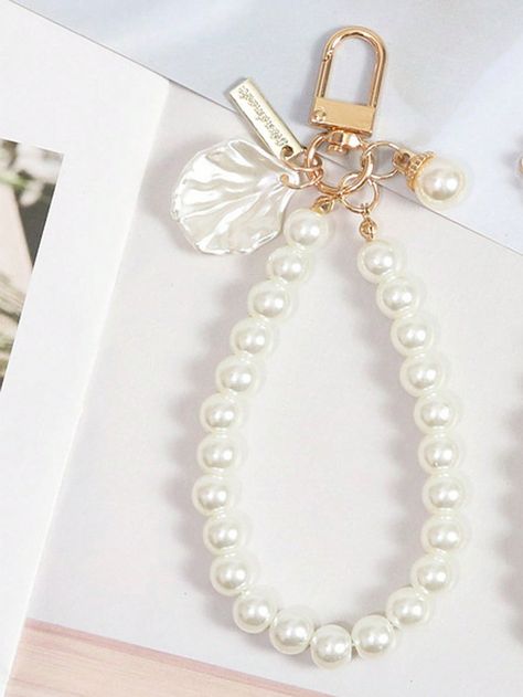 shell  Collar  Zinc Alloy   Embellished   Desk Accessories Pearl Keychain, Anting Manik, Braided Bracelet Diy, Pearl Beaded Bracelet, Bracelet Keychain, Diy Jewelry Unique, Clip On Charms, Car Accessories For Women, Crystal Bags