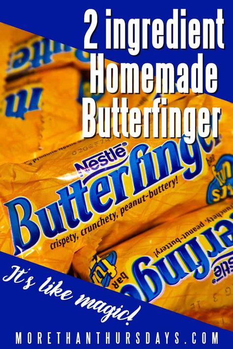 Homemade Butterfinger candy is simply the magical combination of TWO ingredients! Yes, two! It's so easy, and tastes just like the real thing. Butterfinger Bars Recipe, Butterfinger Recipes, Candy Corn Desserts, Homemade Butterfingers, Butter Finger Dessert, Peanut Butter Bars Recipe, Butterfinger Candy, Holiday Sweets, Amazing Desserts