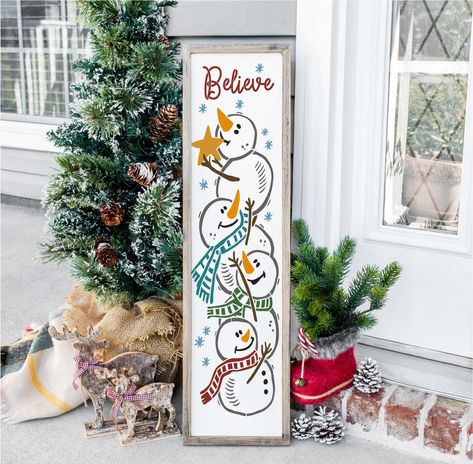 Christmas Porch Signs Wood Diy, Snowman Sketch, Porch Stencil, Wall Cutout, Christmas Diy Wood, Bar Wood, Halloween Stencils, Snowman Sign, Winter Porch