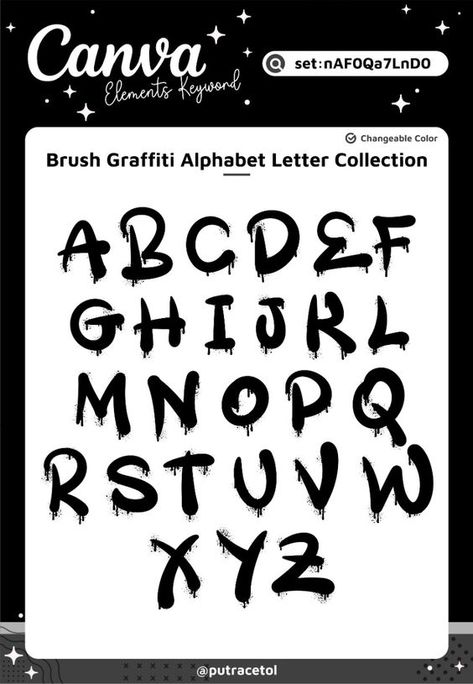 Brush Graffiti Alphabet - Collection - Canva Theme Element - set : nAF0Qa7LnD0 - Letter Canva Font Font fonts #font #fonts 4.26 Graffiti Font Canva, Free Fonts Download Printables, Canva Theme, Font Canva Lettering, Halloween Fonts Alphabet, Canva Codes, Blog Font, Canva Font, Graphic Shapes Design