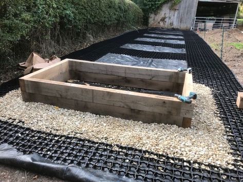 Oak Sleeper Raised Beds, Sleeper Raised Beds, Sleepers In Garden, Oak Sleepers, Garden 2023, Vegetable Beds Raised, Veg Patch, Railway Sleepers, Vegetable Bed