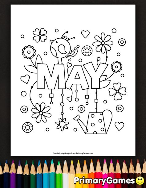 May Coloring Pages, Birth Colors, 달력 디자인, Art Quilling, Spring Coloring Pages, Month Colors, Cute Coloring Pages, Coloring Pictures, Free Coloring Pages