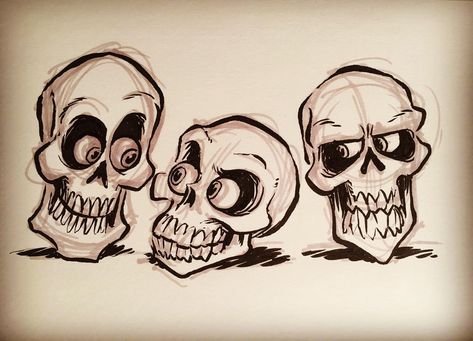 #inktober day 2 #cartoon #skull #skulls #inktober2go #inktober2016 #skeleton #halloweenart #animation #illustration #drawloween #huffinkton Cartoon Skull, Skull Sketch, Skeleton Drawings, Skull Art Drawing, Animation Illustration, Skulls Drawing, Skull Illustration, Skeleton Art, Skull Artwork