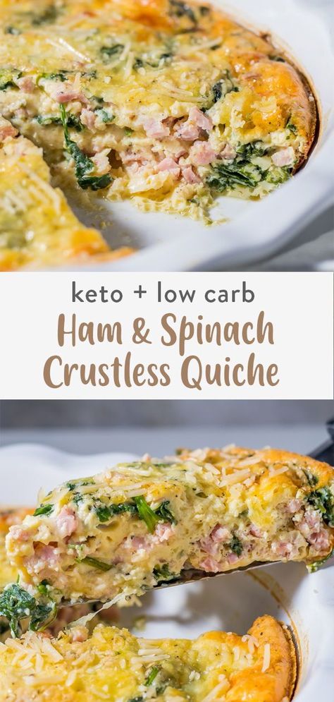 Quiche Keto, Ham And Spinach Quiche, Spinach Quiche Recipes, Keto Quiche, Ham And Cheese Quiche, Spinach Bake, Baked Recipes, Quiche Recipes Easy, Spinach Quiche