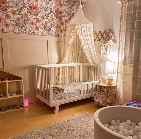 Western Toddler Girl Room, Whimsical Toddler Girl Room, Boho Toddler Girl Room, Toddler Princess Room, Boho Toddler Girl, Toddler Bedroom Design, Hudson Crib, Babyletto Hudson Crib