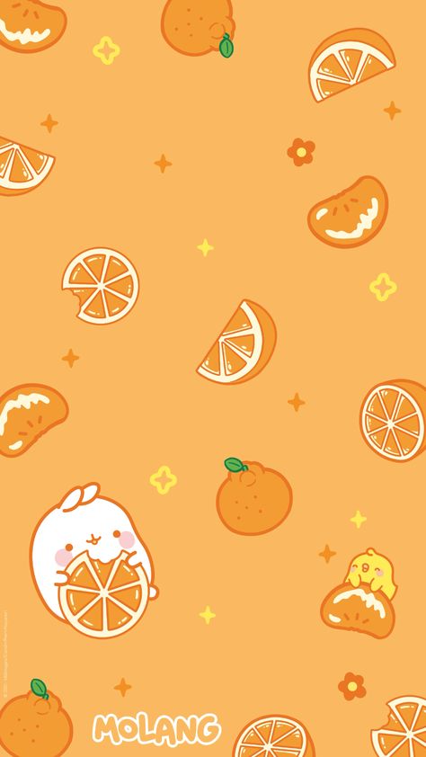 Cute Orange Wallpaper, Molang Wallpaper, Anak Haiwan, Kawaii Background, Wallpaper Cantik, Images Kawaii, Iphone Wallpaper Kawaii, Pola Kartu, Montage Photo