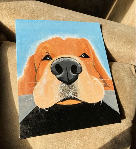 Pet Canvas Ideas, Golden Retriever Canvas Painting, Golden Retriever Acrylic Painting Easy, Easy Dog Canvas Painting, Easy Dog Paintings For Beginners, Puppy Painting Easy, Cute Dog Paintings Easy, Golden Retriever Painting Easy, Golden Retriever Painting Acrylics