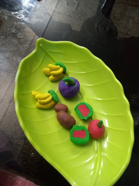 Fruits and vegetables made by using clay by kids for school competition Clay Modelling For Kids Competition, Clay Molding Ideas, Clay Competition, Clay Modelling For Kids, Molding Ideas, Competitions For Kids, Clay Modelling, Kids Clay, School Crafts