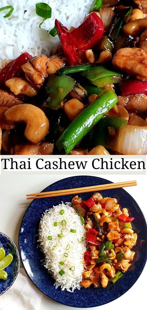 Thai Cashew Chicken, Chicken Cashew Stir Fry, Food Recipes For Dinner, Cashew Chicken Recipe, Stir Fry Recipes Chicken, Chinese Cooking Recipes, Easy Chinese Recipes, Cashew Chicken, Recipes For Dinner