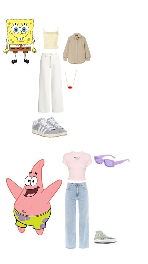 Spongebob and Patrick theme outfits Spongebob Outfit, Spongebob And Patrick, Movie Inspired Outfits, Themed Outfits, Cartoon Movies, Outfit Inspirations, Clothes