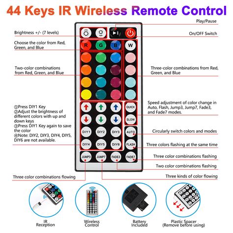 Led Remote Control Lights, Where To Buy Led Lights, How To Mix Led Light Colors, How To Use Led Light Remote, Strip Lights Bedroom Ideas, How To Install Led Strip Lights, Places To Put Led Light Strips, Fairy Lights Room, Led Room Lighting