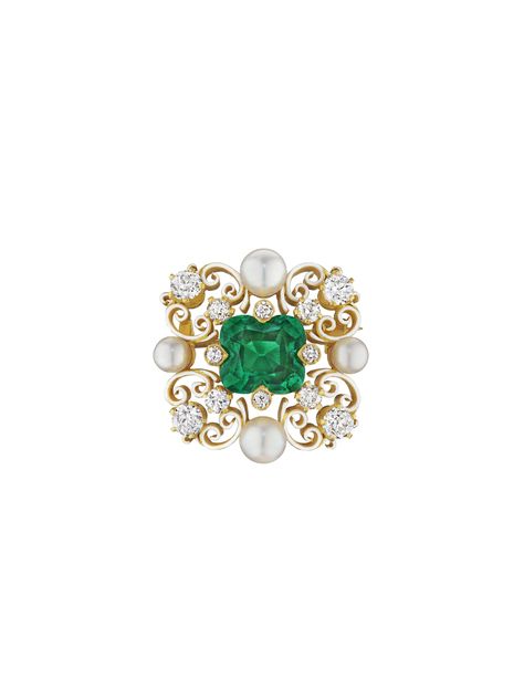 TIFFANY & CO. ANTIQUE EMERALD, PEARL, DIAMOND AND ENAMEL BROOCH, ATTRIBUTED TO PAULDING FARNHAM Emerald Brooch, Jewel Drawing, Gem Drawing, Haute Jewelry, Vintage Tiara, Tiaras Jewellery, Diamond Brooch, Mom Jewelry, Enamel Brooch