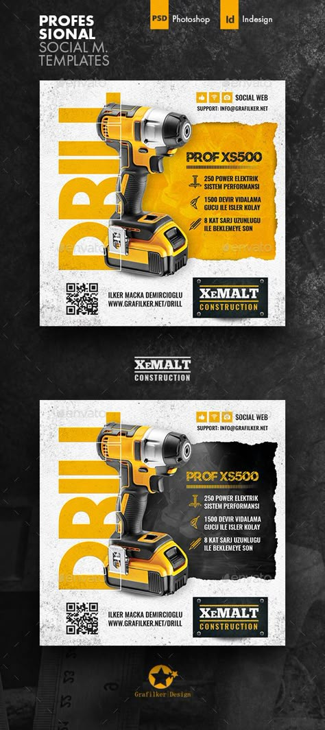 Drill Device Social Media Templates Social Media Images Design, Banner Design Layout, Social Web, Social Media Advertising Design, Social Media Post Design, Social Media Poster, Social Media Images, Social Media Design Inspiration, Social Media Advertising