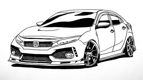 How to draw Honda Civic Type R 2020 - Car Drawing - Modifiyeli Honda Civic Çizimi Video.
#cardrawing #howtodrawcar #easydrawing Civic G10, Honda Sports Car, Ek Hatch, Kawaii Cat Drawing, Civic Car, Drawing Instructions, How To Draw Steps, Car Drawing, Art Sketches Doodles