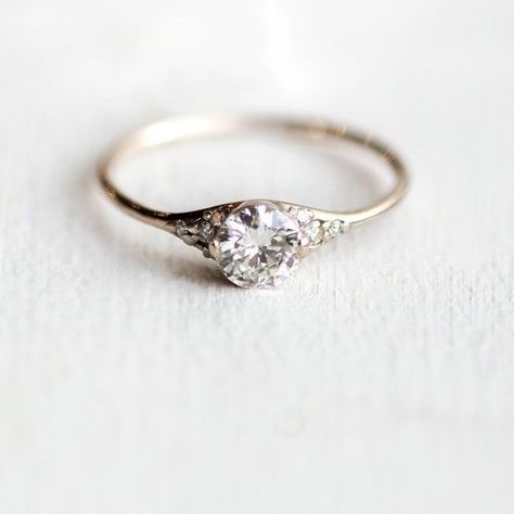 Half Carat Diamond Ring, Delicate Engagement Ring, 14k Yellow Gold Engagement Ring, Buy Gold, Delicate Rings, Vintage Modern, Rings Simple, Ring Vintage, Engagement Ring Settings