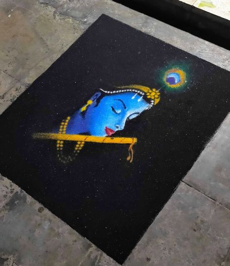 Rangoli Radha Krishna Rangoli Designs New Year, Diwali Portrait Rangoli, Uniq Rangoli Designs Latest, Portrait Rangoli Designs, Govardhan Rangoli Designs, Portrait Rangoli For Diwali, Rangoli Poster Design, Bhaiduj Rangoli, Agiyaras Rangoli