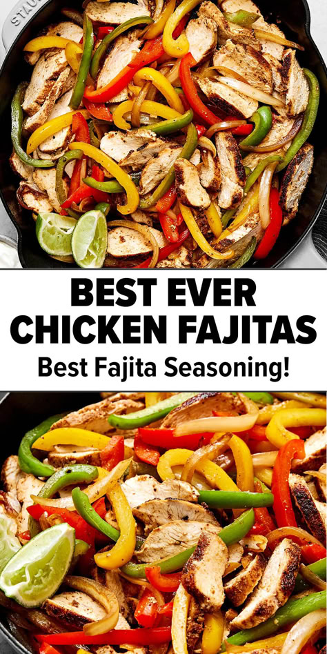 Chicken fajitas recipe Spicy Chicken Fajitas, Skillet Chicken Fajitas Easy, Baked Fajita Chicken Breast, Ww Chicken Fajitas, Mexican Seasoning For Chicken, One Skillet Chicken Dinner, Best Fajita Seasoning, Chicken Fajita Seasoning, Chicken Bell Pepper Recipes