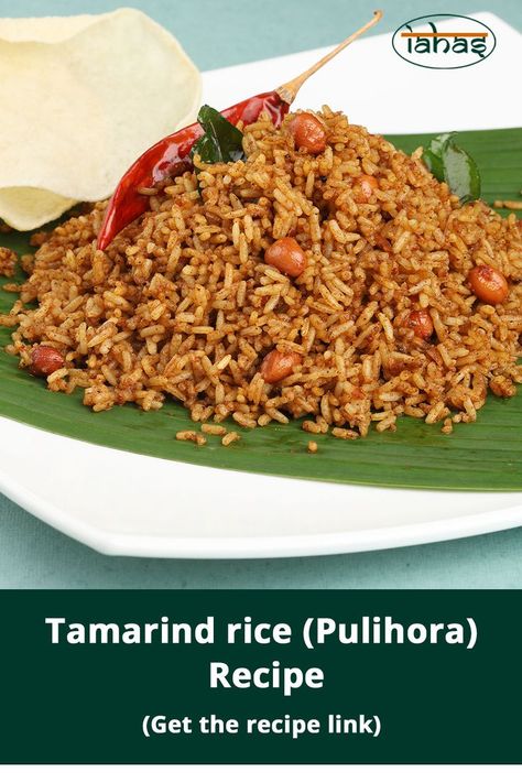 Tamarind rice is a very popular rice dish from South India. It is basically flavored rice made by adding various spices and tamarind extract for a spicy tangy flavor. This recipe is good for Vata and Pitta Dosha Click to go to the recipe. Tamarind Rice Recipe, Pulihora Recipe, Tamarind Rice, Pitta Dosha, Ayurvedic Recipes, Bengali Food, Flavored Rice, Rice Dish, Indian Breakfast