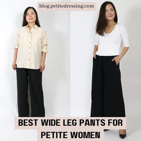 Wide Leg Trousers For Petite Women, Wide Leg Trousers For Short Women, Petite Wide Leg Trousers, How To Dress Wide Leg Pants, Wide Leg Pants Short Women, Wide Leg Pants For Short Women, Petite Wide Leg Pants Outfit, Wide Leg Dress Pants Outfit, Wide Leg Pants Petite