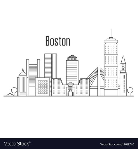 Boston Skyline Drawing, Boston Skyline Tattoo, Boston Skyline Silhouette, Elf Dust, Martin Tattoo, Boston Downtown, Boston Tattoo, Boston Street, Skyline Tattoo