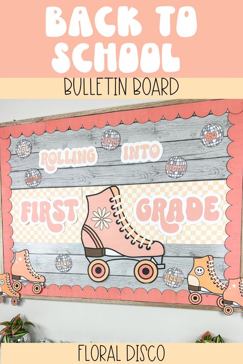 Retro Disco Classroom Theme, Retro Back To School Bulletin Board, Retro Groovy Bulletin Board Ideas, Disco Floral Classroom, Bulletin Board Ideas 2nd Grade, Retro Classroom Bulletin Board, Disco Bulletin Board Ideas, Groovy Bulletin Board Ideas, Retro Bulletin Board Ideas