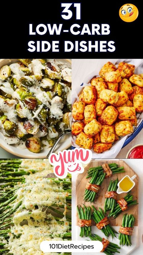 This collection of 31 low-carb side dishes complements your meal while keeping your diet intact, featuring options from cacio e pepe Brussels sprouts to melted onions. Noodle Bowl With Peanut Sauce, Melted Onions, Meatloaf Sides, Carb Side Dishes, Low Calorie Side Dishes, Low Carb Salmon, Burger Side Dishes, Carb Sides, Low Carb Side