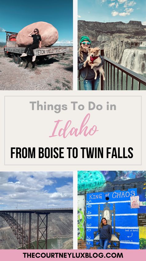 Explore the best of Idaho from Boise to Twin Falls with my ultimate guide. Uncover hidden gems, outdoor adventures, and mouth-watering cuisine. Get ready to fall in love with the Gem State and add these must-visit places in Boise, Twin Falls, and more to your bucket list! #idaho #idahobucketlist #thingstodoinidaho #thingstodoinboise Twin Falls Idaho Things To Do In, Things To Do In Idaho, Snake River Canyon, Twin Falls Idaho, Visit Idaho, Pacific Northwest Travel, Portland Travel, Travel Secrets, Visit Places