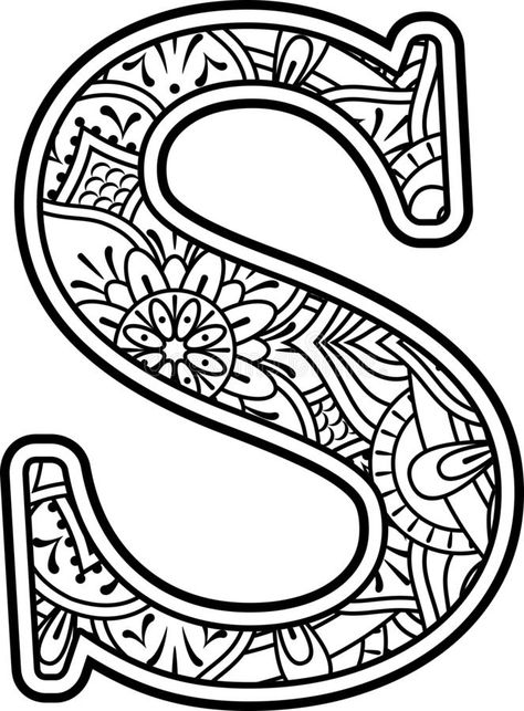 Alphabet Mandala Art, Doodle Ornaments, Alphabet Mandala, Coloring Letters, Art Letters, Simple Mandala, Alphabet Design, Mandala Design Art, Mandala Coloring Pages