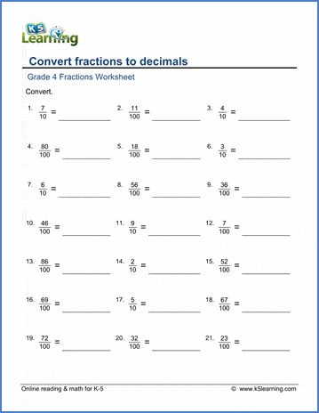 Grade 4 decimal worksheets on converting fractions to decimals. Free math worksheets from K5 Learning - no login required. Fractions Ks1, Decimal Activities, Fraction Art, Converting Fractions To Decimals, Fraction Wall, Fractions To Decimals Worksheet, Decimal Division, Fraction Chart, Fractions Anchor Chart