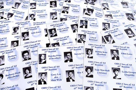 218/365 Name tags for my 45th year high school reunion thi… | Flickr High School Reunion Planning, Reunion Name Tags, School Reunion Decorations, 40th Reunion, Class Reunion Planning, 50th Class Reunion Ideas, Diy Name Tags, 10 Year Reunion, High School Class Reunion