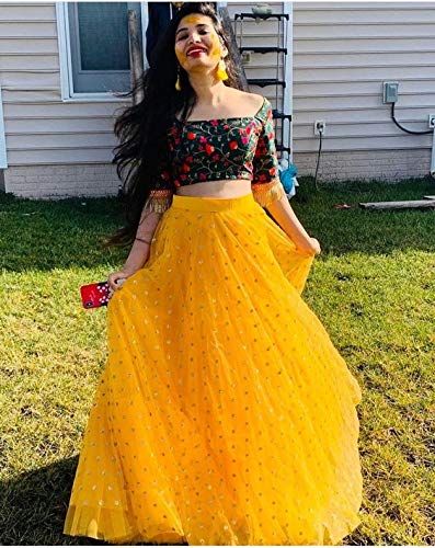 Haldi Dress, Choli Dress, Yellow Lehenga, Lehnga Dress, Net Lehenga, Indian Gowns Dresses, Indian Lehenga, Party Wear Lehenga, Indian Gowns