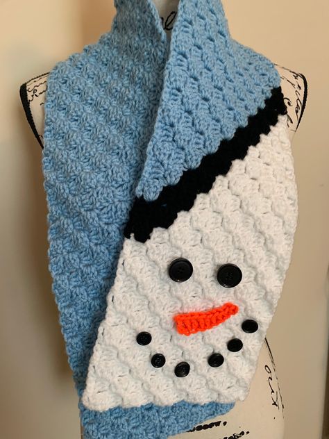 Excited to share this item from my #etsy shop: Handmade Crochet Blue and White Snowman Scarf Gift Free Shipping Yarn Snowman, Snowman Scarf, Snowman Gifts, White Scarf, White Scarves, Slouchy Hat, Scarf Gift, Soft Yarn, Shop Handmade