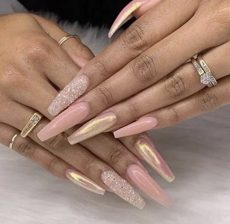 Baddie Nails Acrylic Short Summer, Graduation Nail Art 2023, Flirty Nails Designs, Golden Birthday Nail Ideas, Birthday Glam Nails, November Nails, Coffin Shape, Coffin Shape Nails, Nagel Inspo